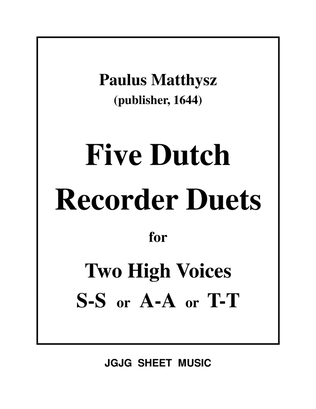 Book cover for Five Dutch Baroque Duets for SS, AA, or TT Recorders