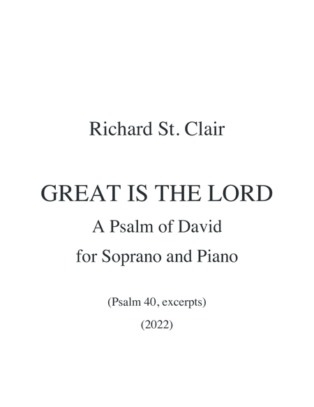 GREAT IS THE LORD for Soprano and Piano (Psalm 40) image number null