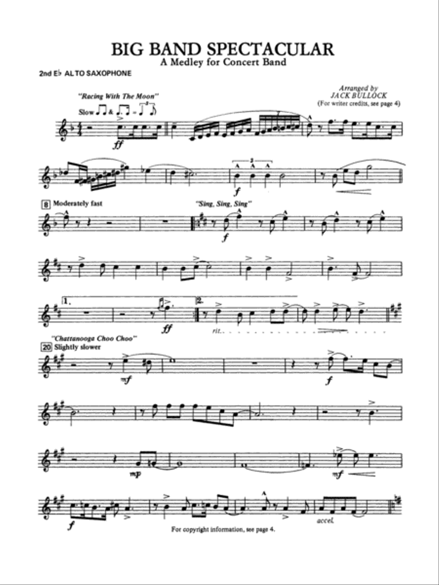 Big Band Spectacular: 2nd E-flat Alto Saxophone Concert Band scores gallery preview page 1