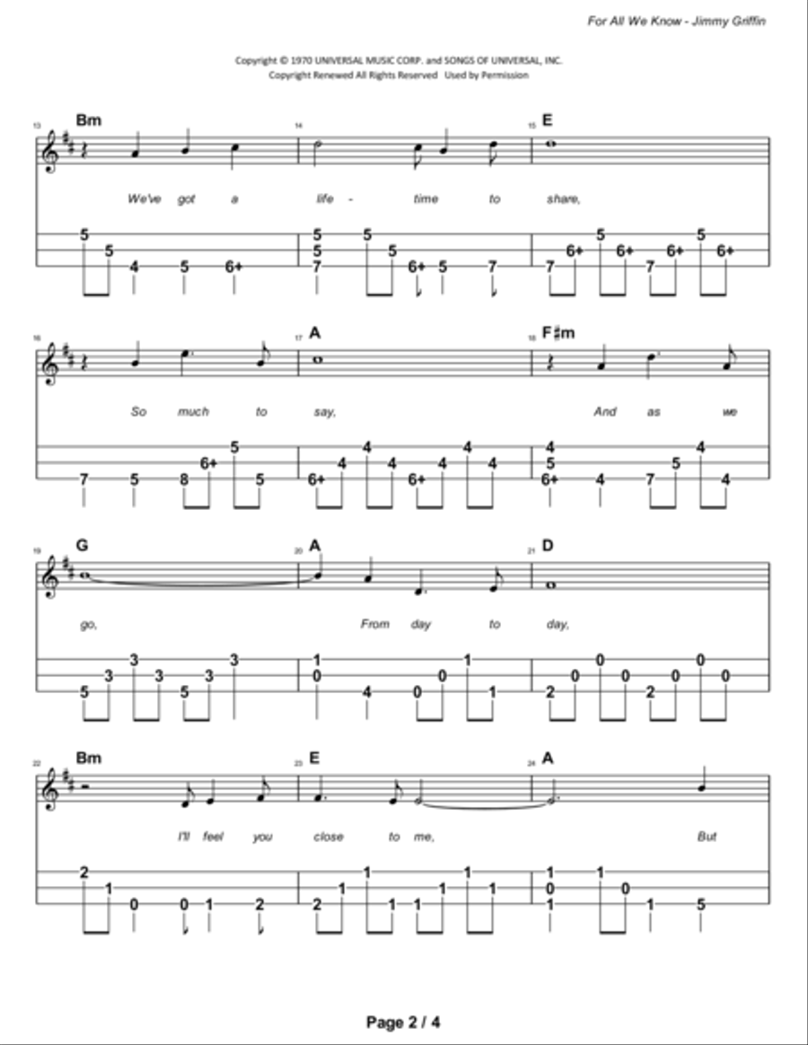For All We Know Dulcimer scores gallery preview page 3