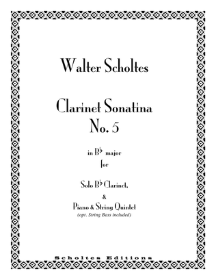 Clarinet Sonatina No. 5 in Bb major for Piano Acc. & String Quintet