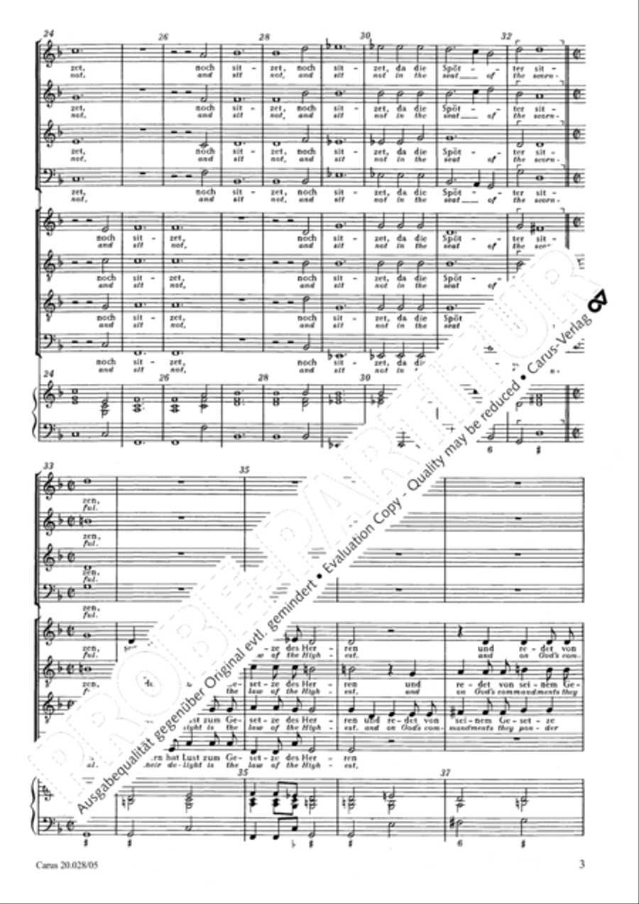 Blessed they who keep not the law of the ungodly (Wohl dem, der nicht wandelt im Rat der Gottlosen) Choir scores gallery preview page 4