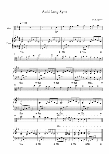 Auld Lang Syne, For Viola & Piano image number null
