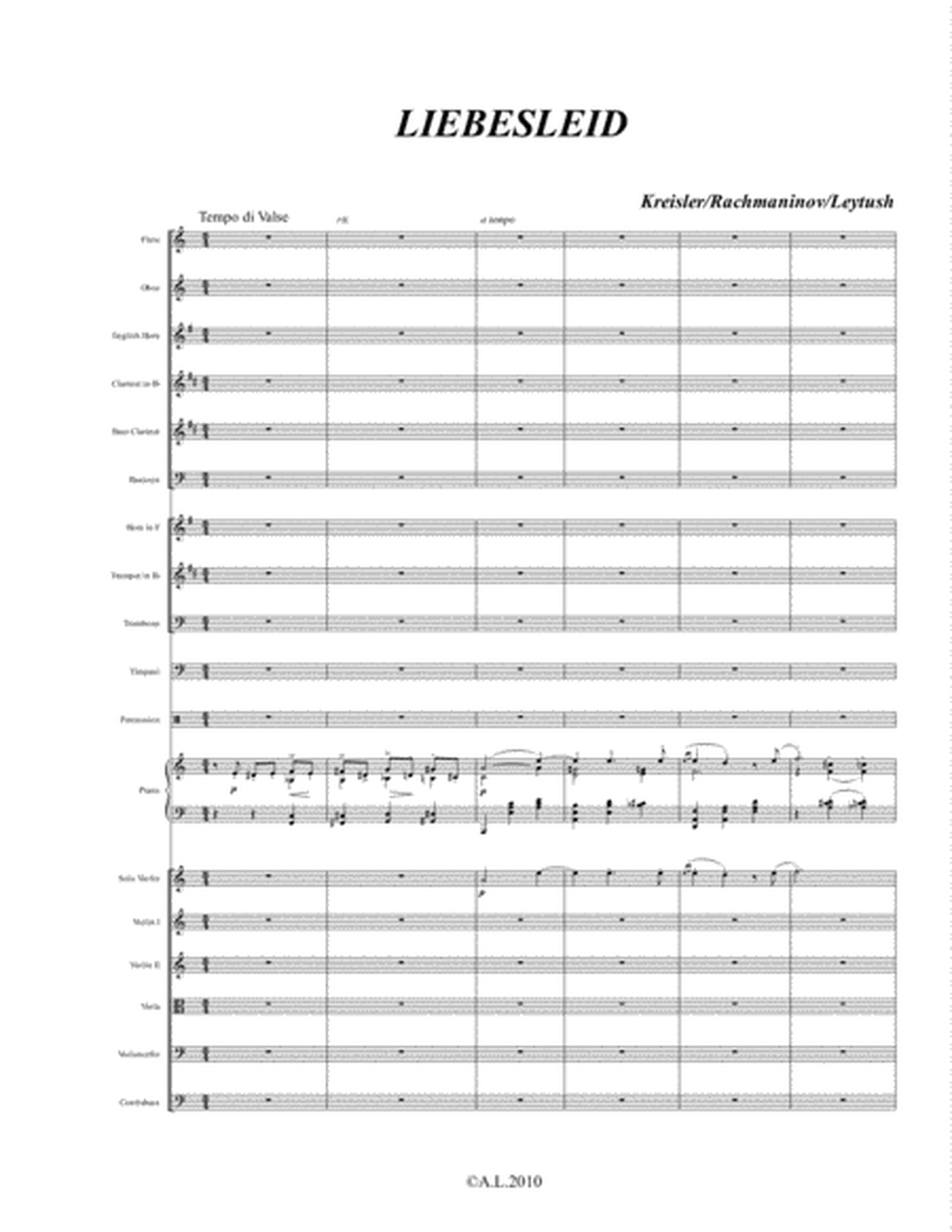 Kreisler/Rachmaninoff/Leytush - "LIEBESLEID",  for Violin, Piano and Orchestra
