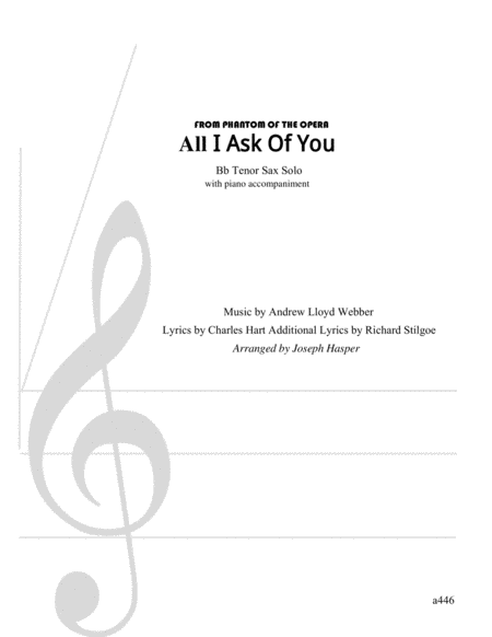 All I Ask Of You (Tenor Sax and Piano) image number null