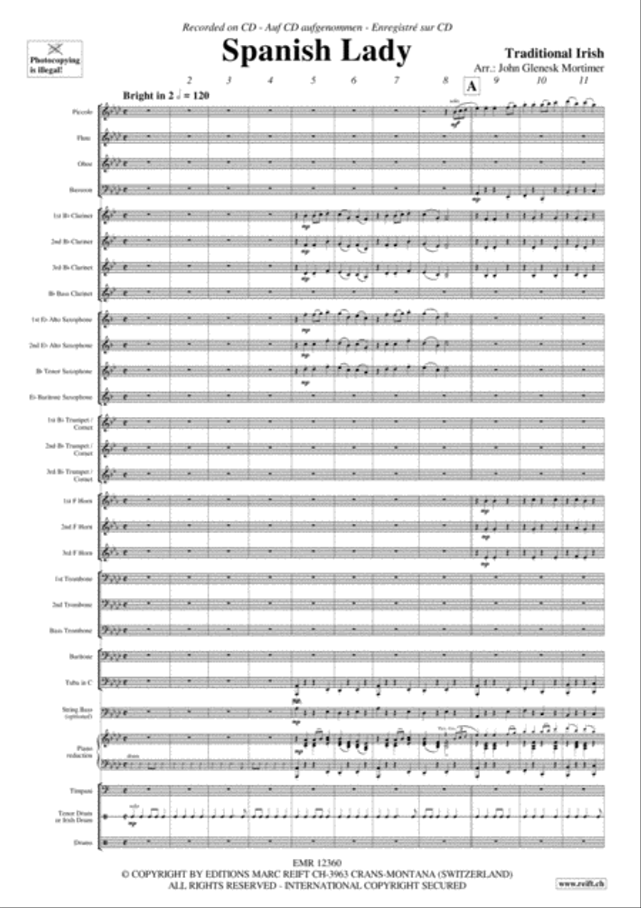 Spanish Lady Spanish Lady Concert Band scores gallery preview page 3