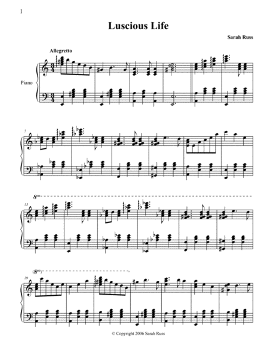Luscious Life Piano Solo scores gallery preview page 1