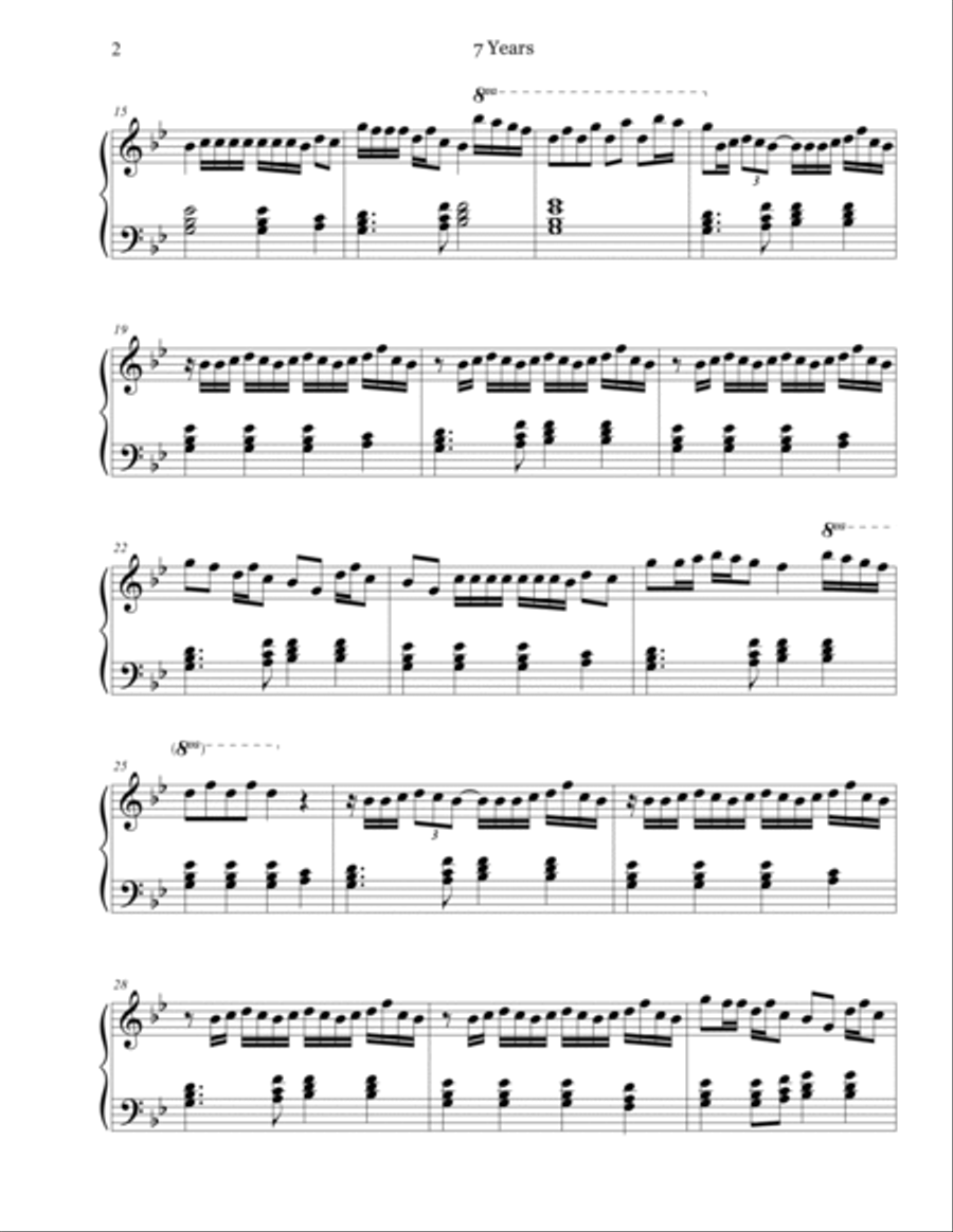 7 Years Piano Solo scores gallery preview page 2