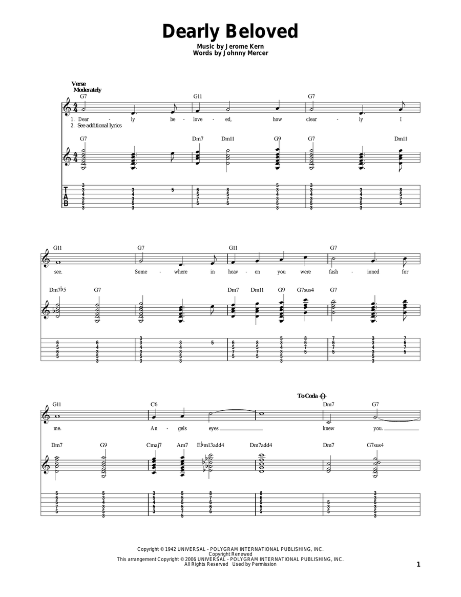 Dearly Beloved Electric Guitar scores gallery preview page 1
