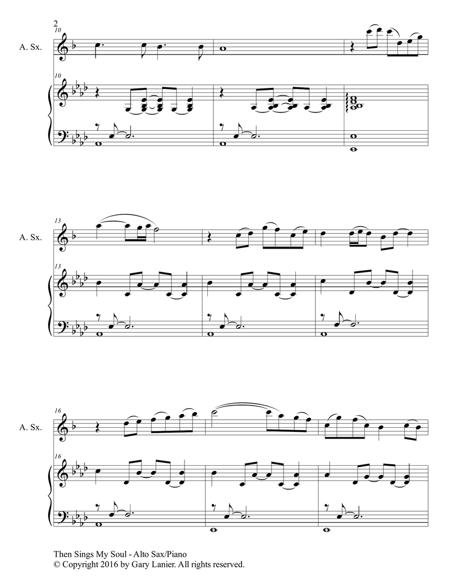 THEN SINGS MY SOUL (For Alto Sax & Piano with Parts) THEN SINGS MY SOUL (For Alto Sax & Piano with Parts) Alto Saxophone scores gallery preview page 3