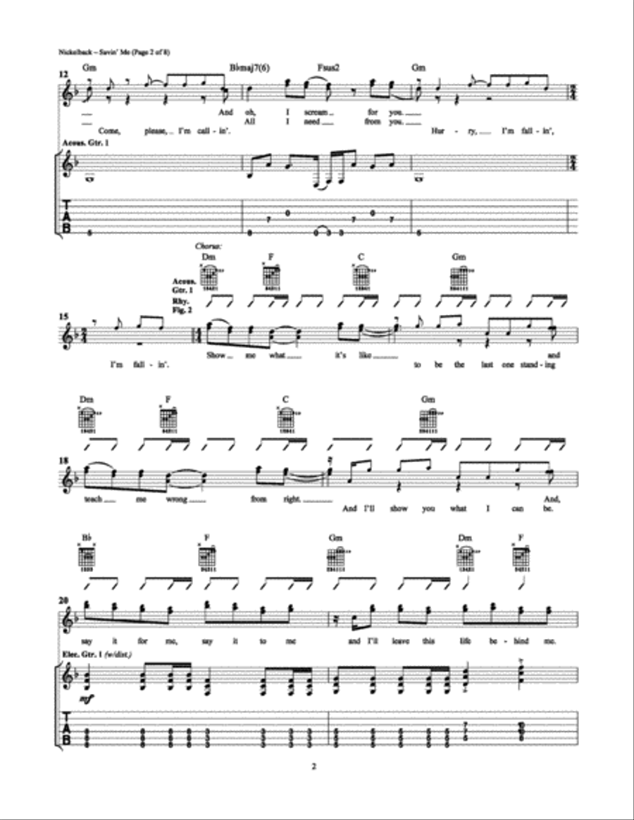 Savin' Me Savin' Me Electric Guitar scores gallery preview page 2