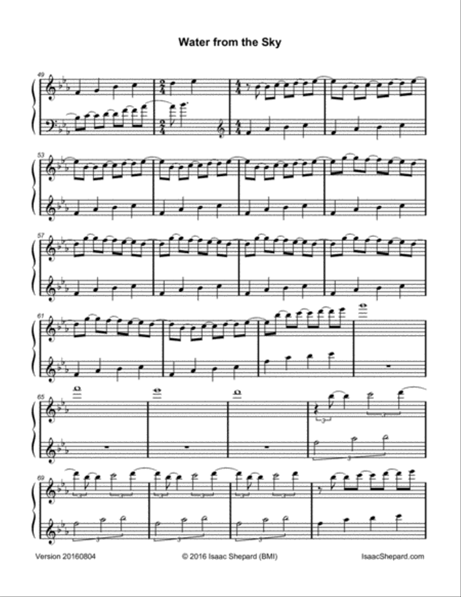 Water from the Sky Piano Solo scores gallery preview page 4