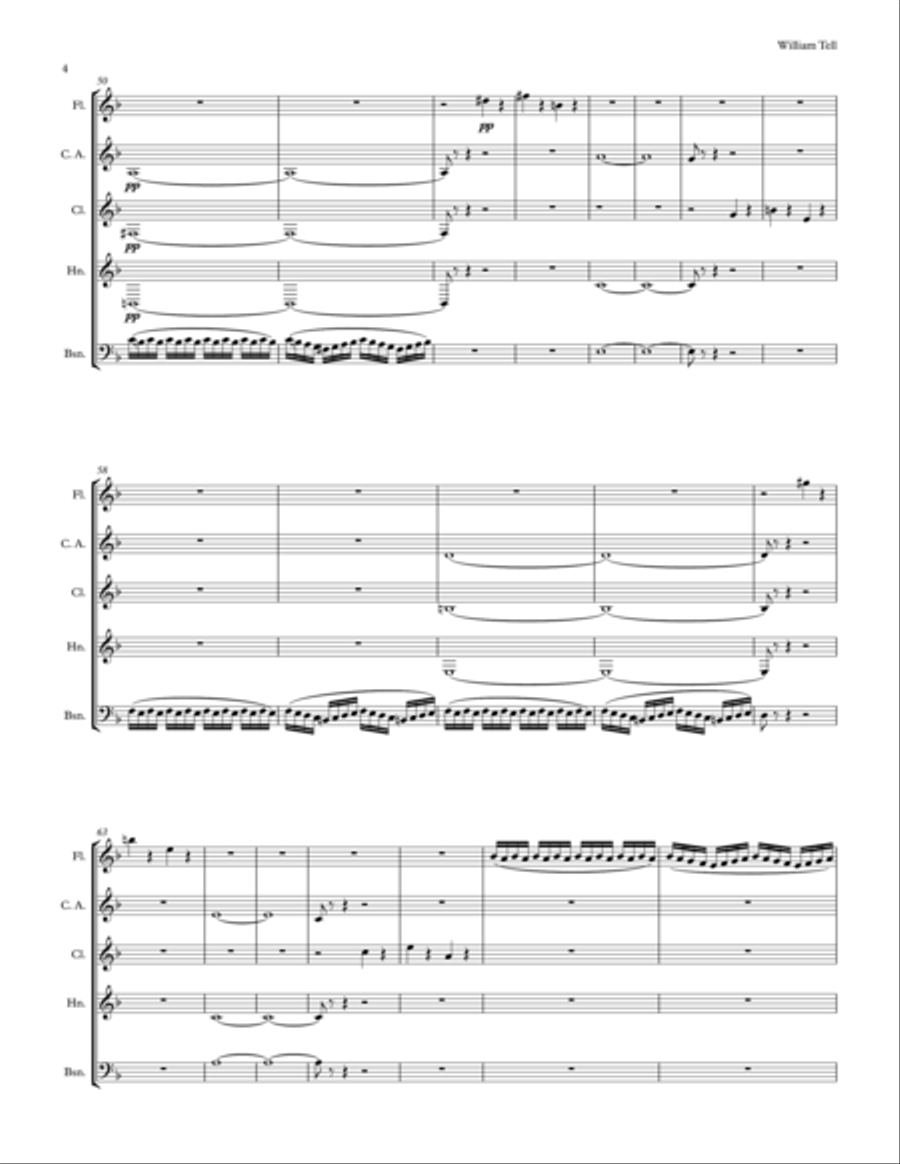 Rossini: William Tell Overture in D for Woodwind Quintet Woodwind Quintet scores gallery preview page 4