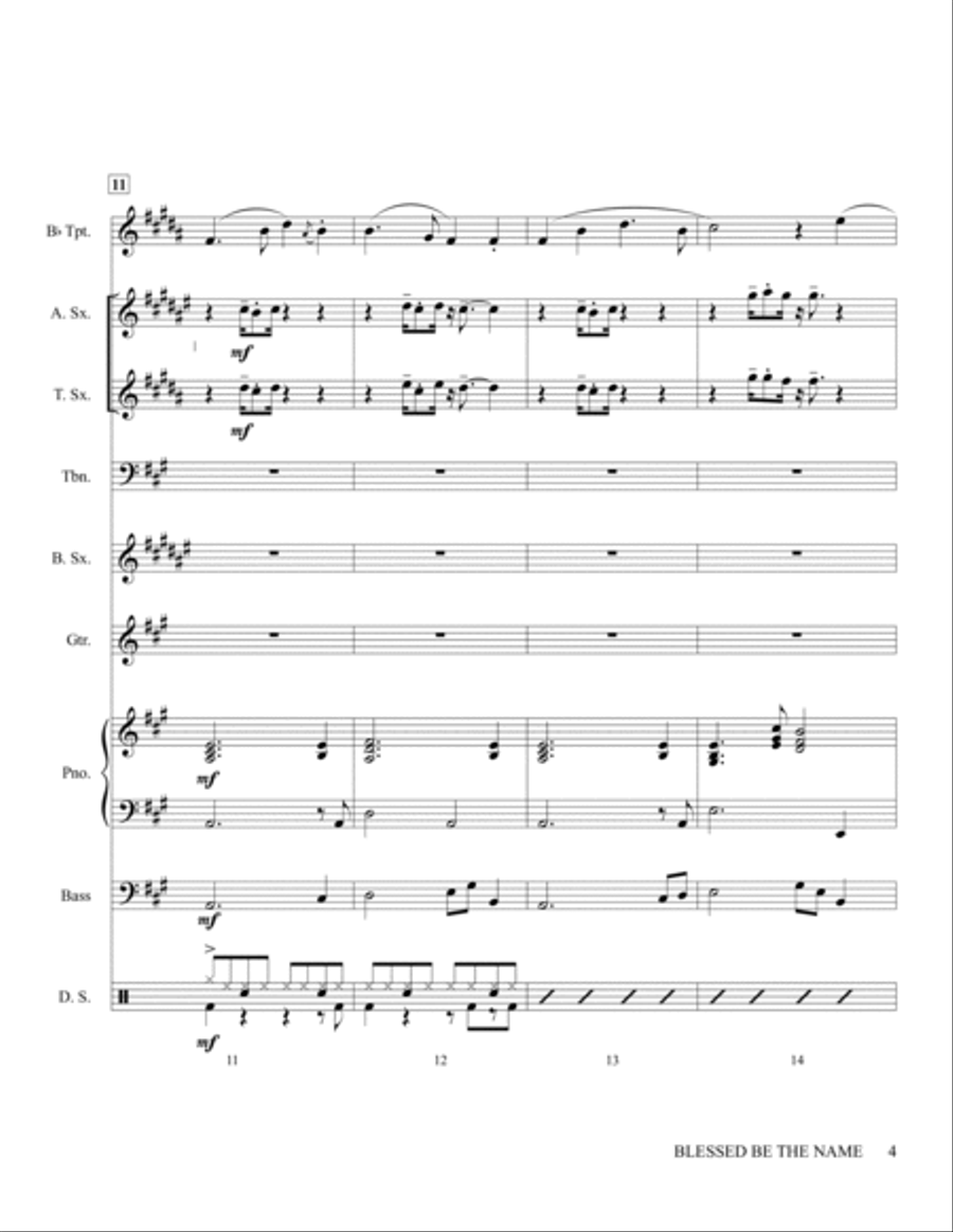 Blessed be The Name for Small/Medium Ensembles Jazz Ensemble scores gallery preview page 5