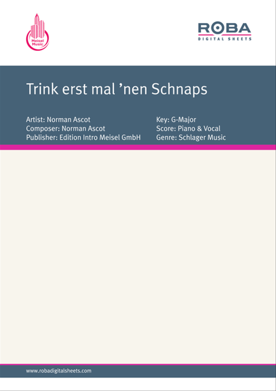 Trink erst mal 'nen Schnaps Piano, Vocal scores gallery preview page 1