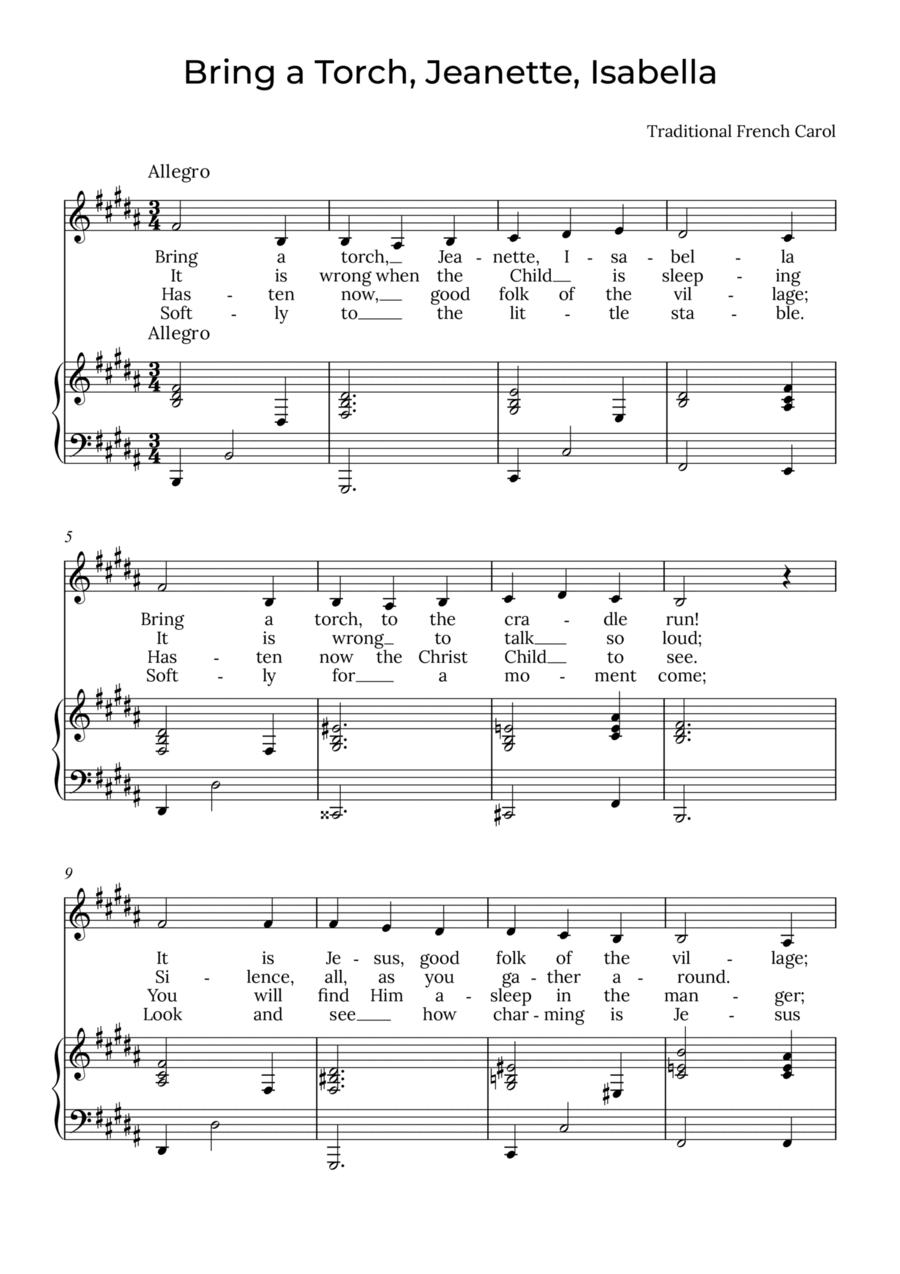 Bring a Torch, Isabella - Alto in B, Jeanette Alto Voice scores gallery preview page 1