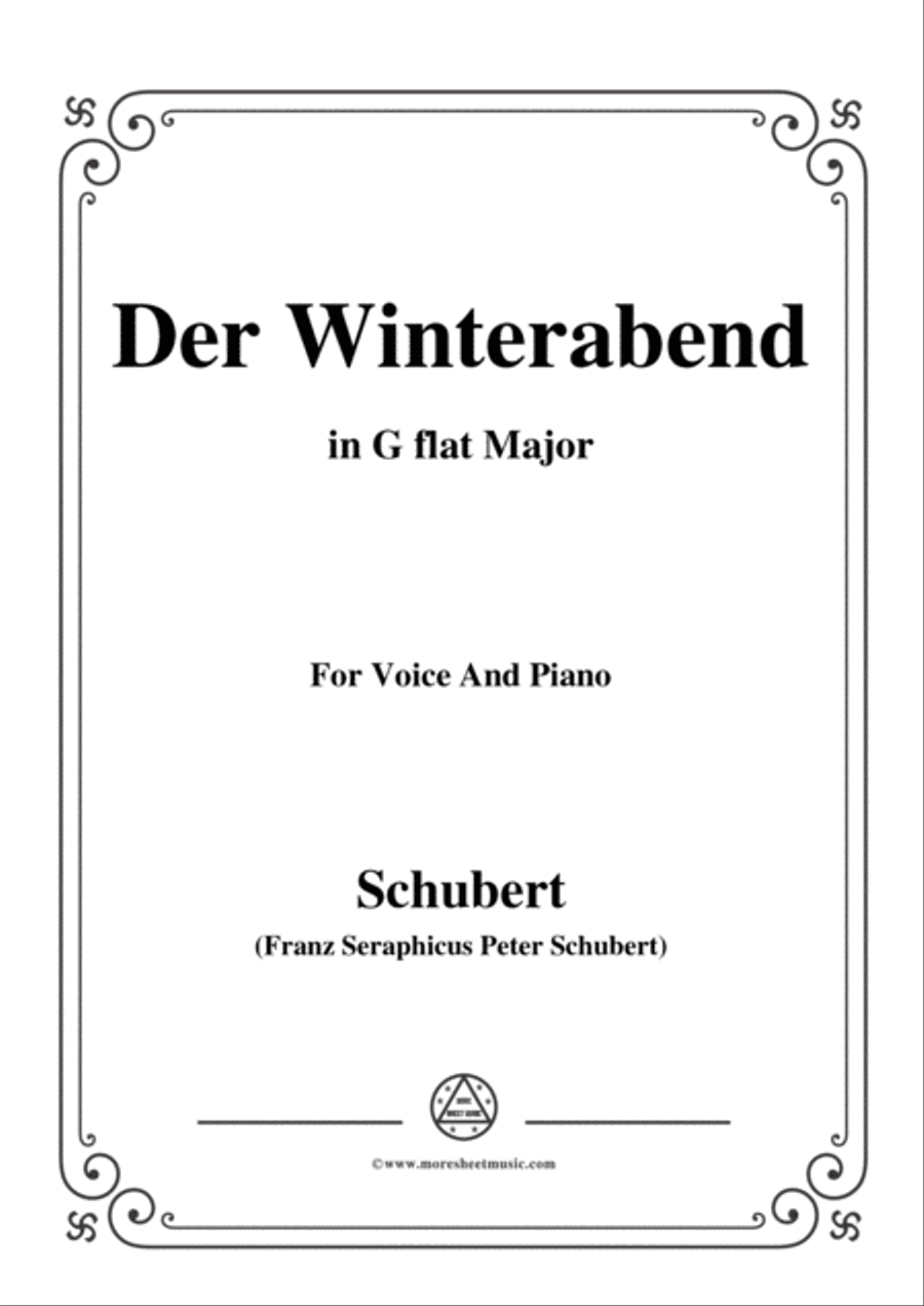 Schubert-Der Winterabend,in G flat Major,D.938,for Voice and Piano Voice Solo scores gallery preview page 1