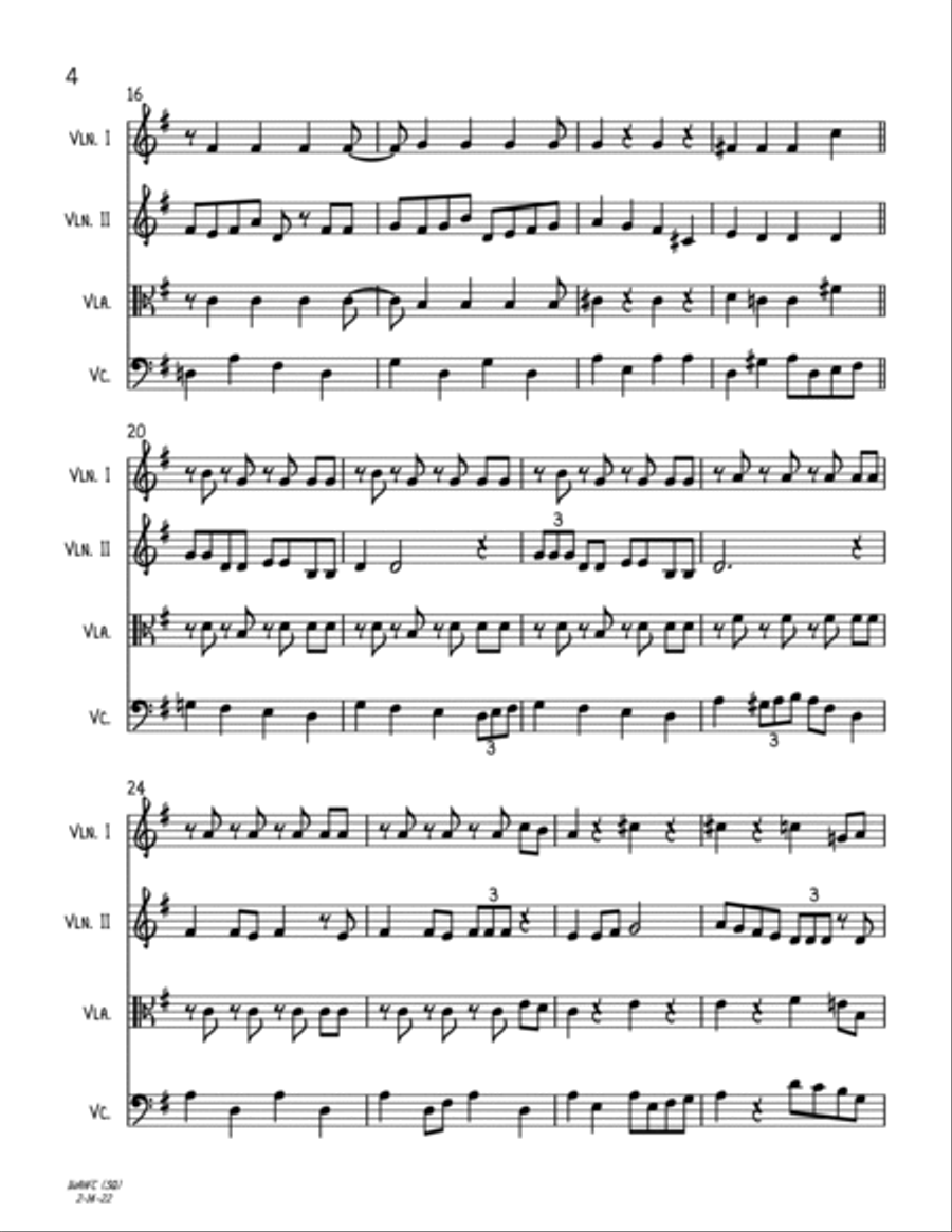 I Want A Hippopotamus For Christmas (Hippo The Hero) String Quartet scores gallery preview page 4
