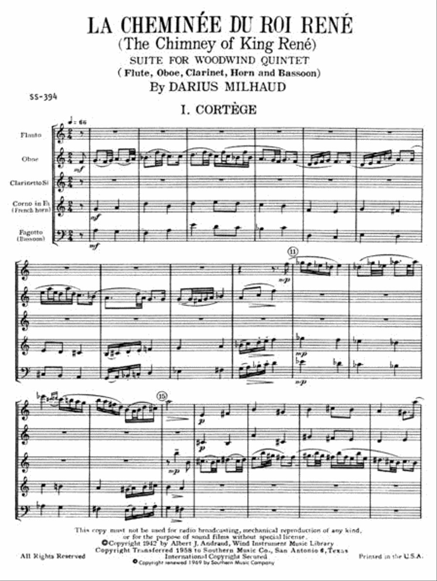 Chimney of King Rene (La Cheminee Du Roi Rene) Woodwind Quintet scores gallery preview page 2