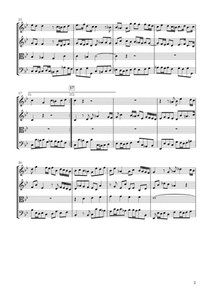 Schubler Chorales No.3 BWV.647 "Wer nur den lieben Gott lasst walten" for String Quartet image number null