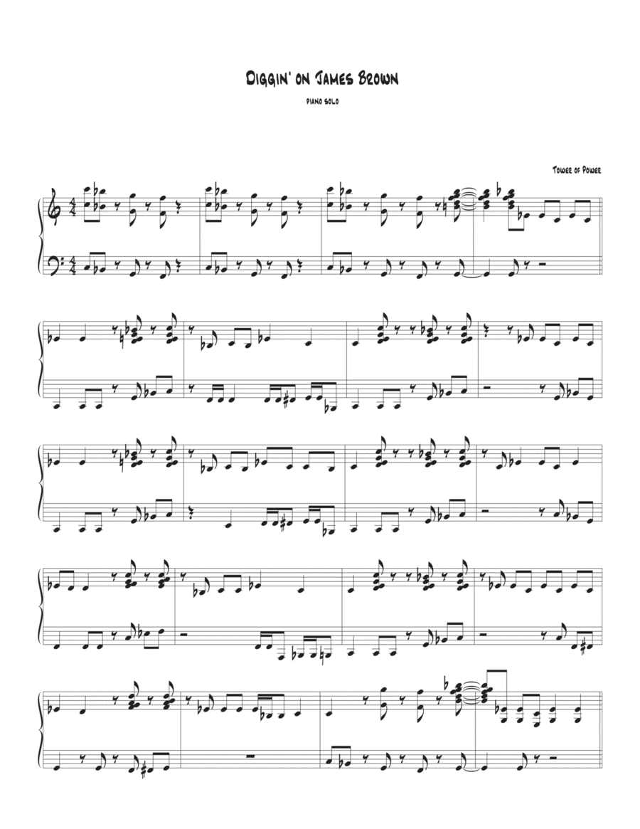 Diggin' On James Brown Piano Solo scores gallery preview page 1