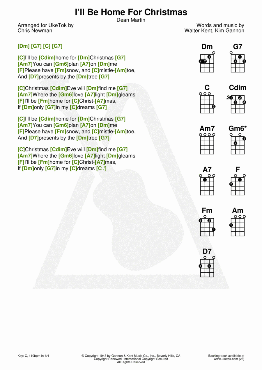 I'll Be Home For Christmas Ukulele scores gallery preview page 1