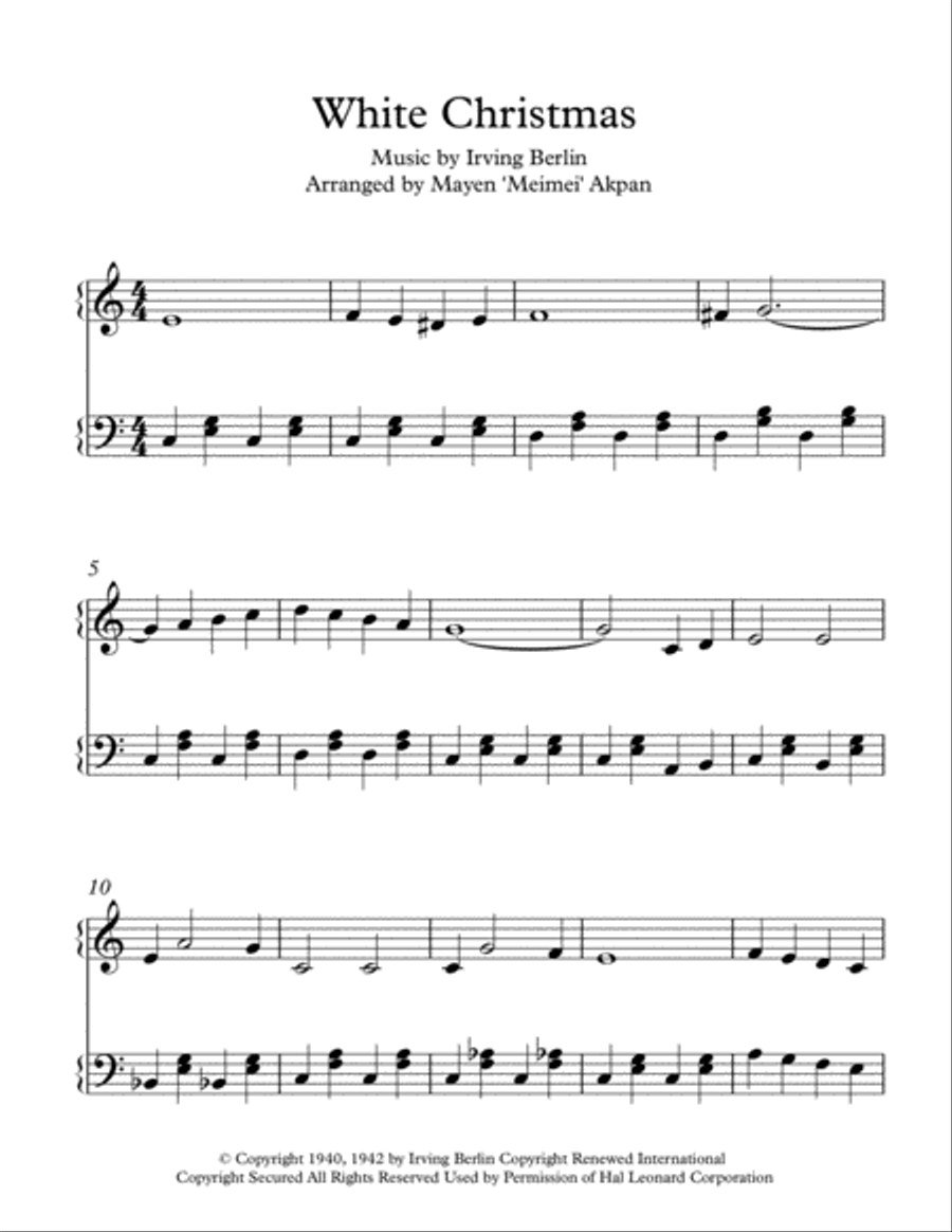 White Christmas Piano Solo scores gallery preview page 1
