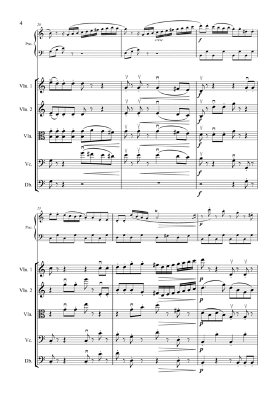 Clementi - Sonatina in C Op.36 No.3 1st Mvt - Piano & String Quartet/Orch Piano Quintet scores gallery preview page 4