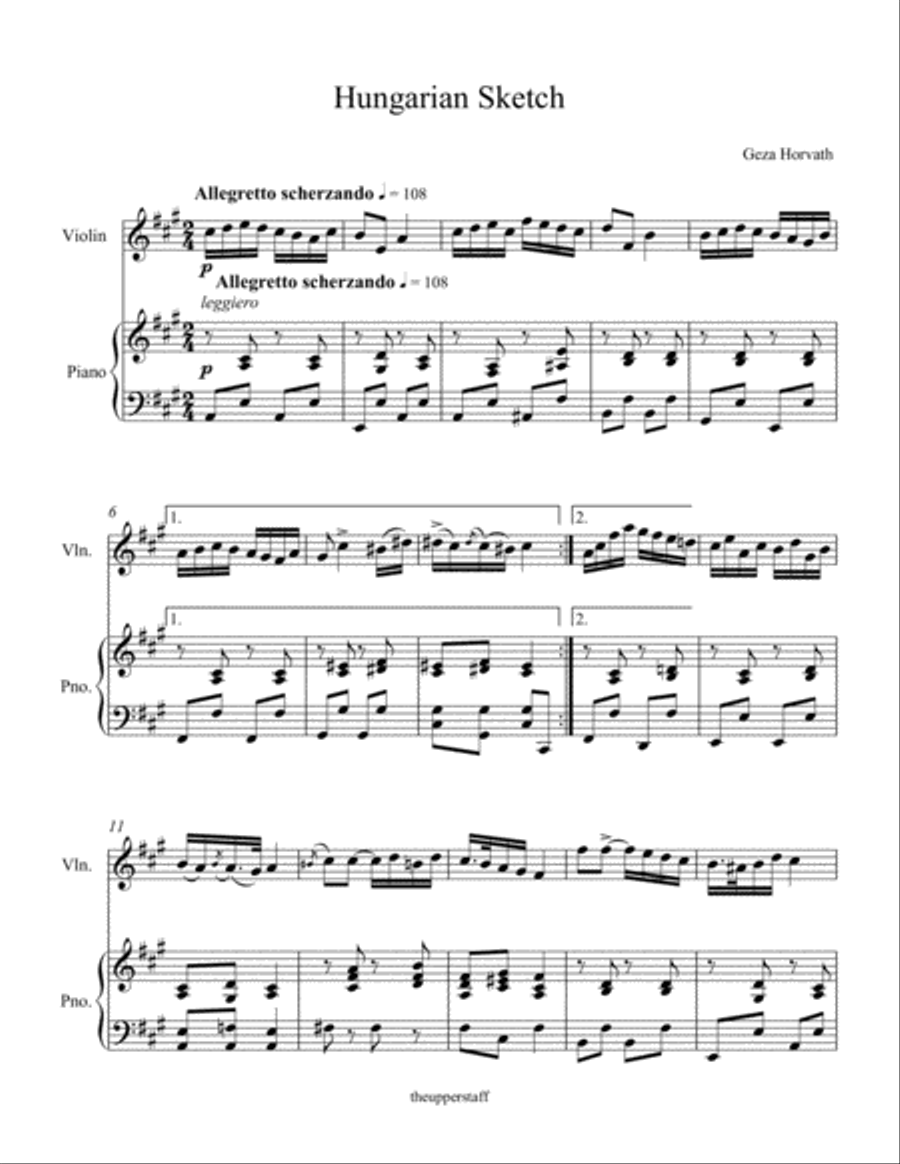 Hungarian Sketch Hungarian Sketch Violin Solo scores gallery preview page 1