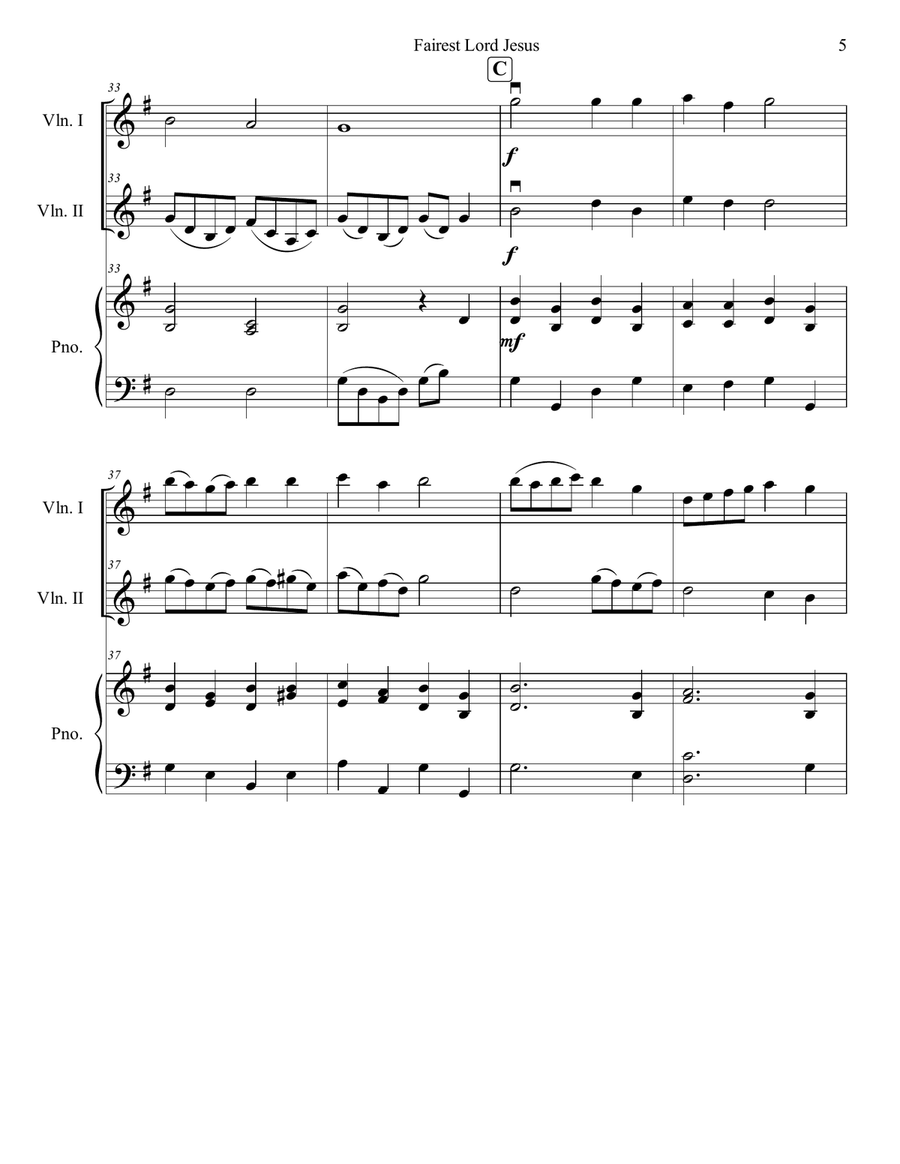 Fairest Lord Jesus String Duet scores gallery preview page 5