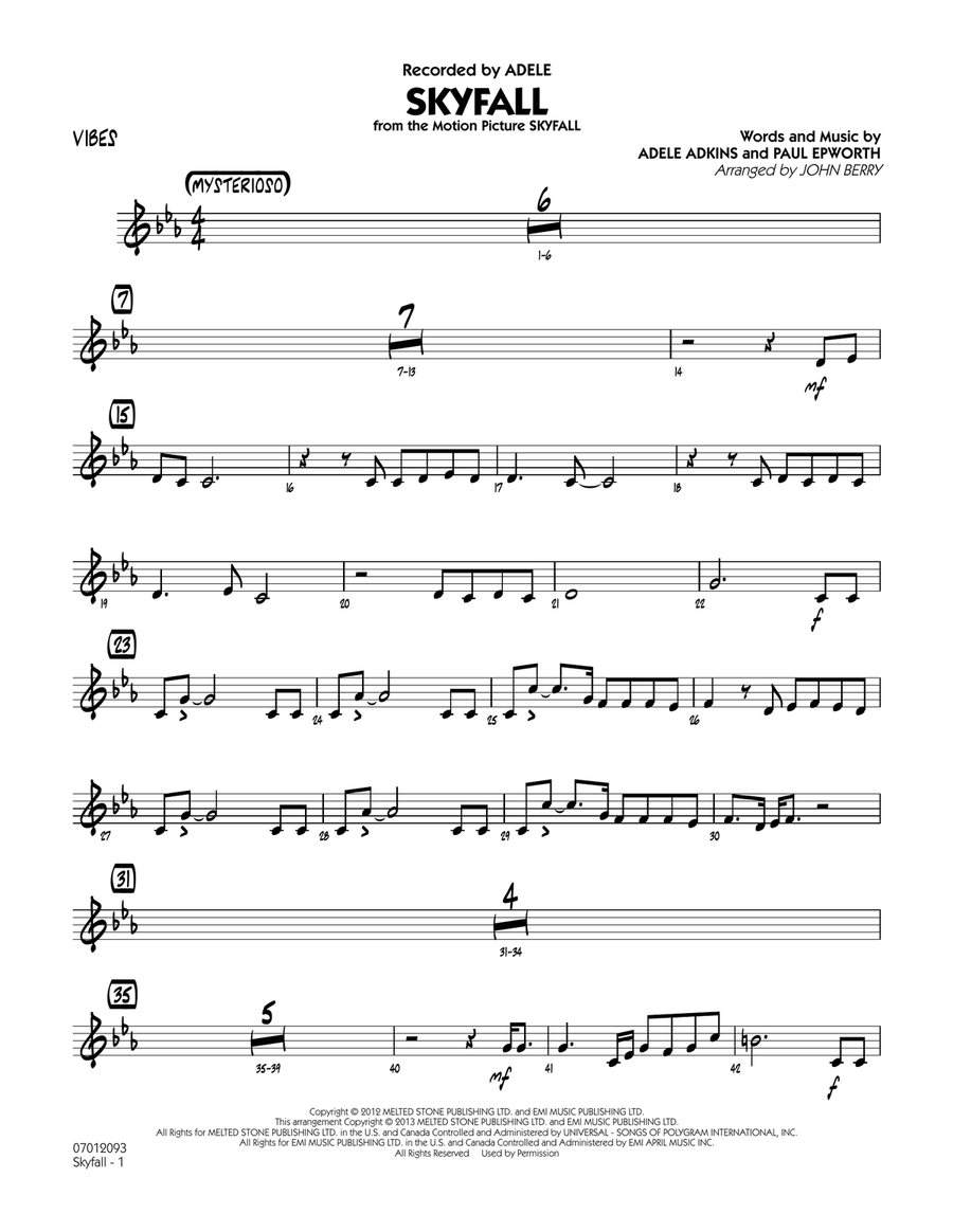 Skyfall - Vibes Jazz Ensemble scores gallery preview page 1
