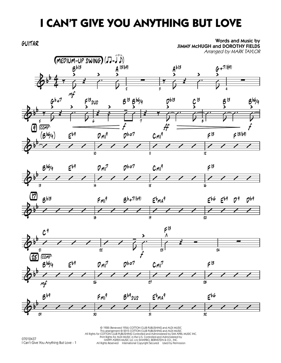 I Can't Give You Anything But Love (Key: B-flat) - Guitar Jazz Ensemble scores gallery preview page 1
