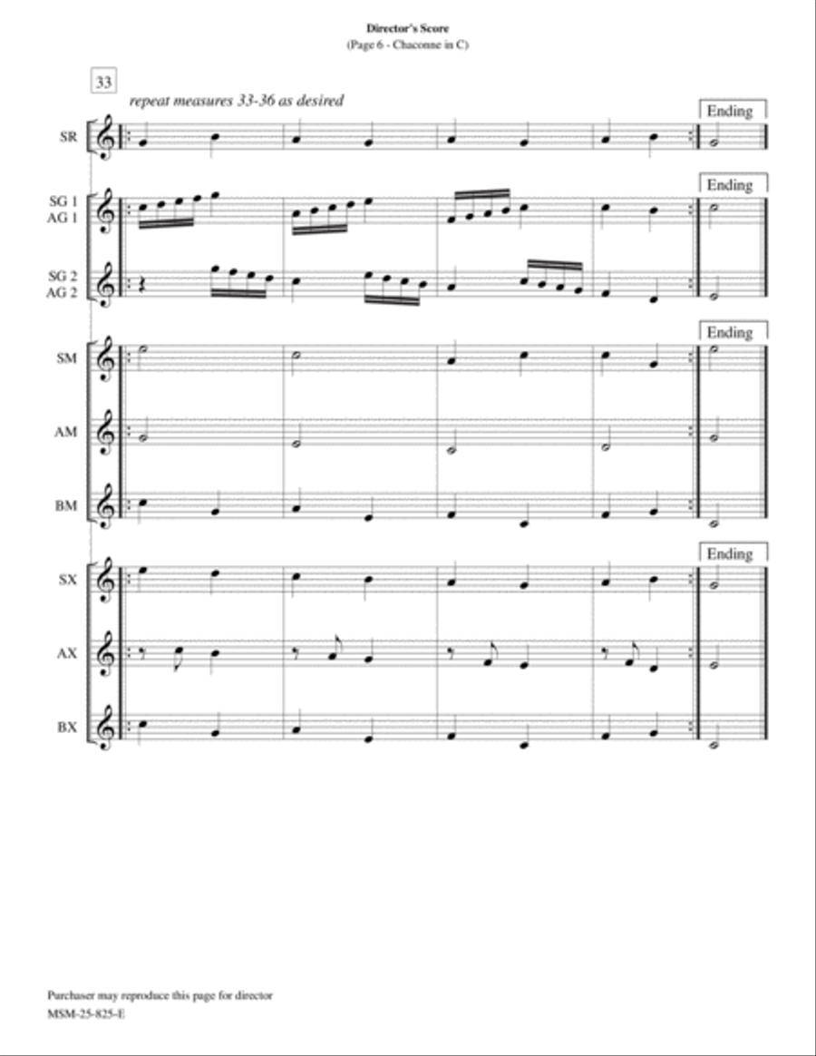 Chaconne in C Orff Instrument scores gallery preview page 6