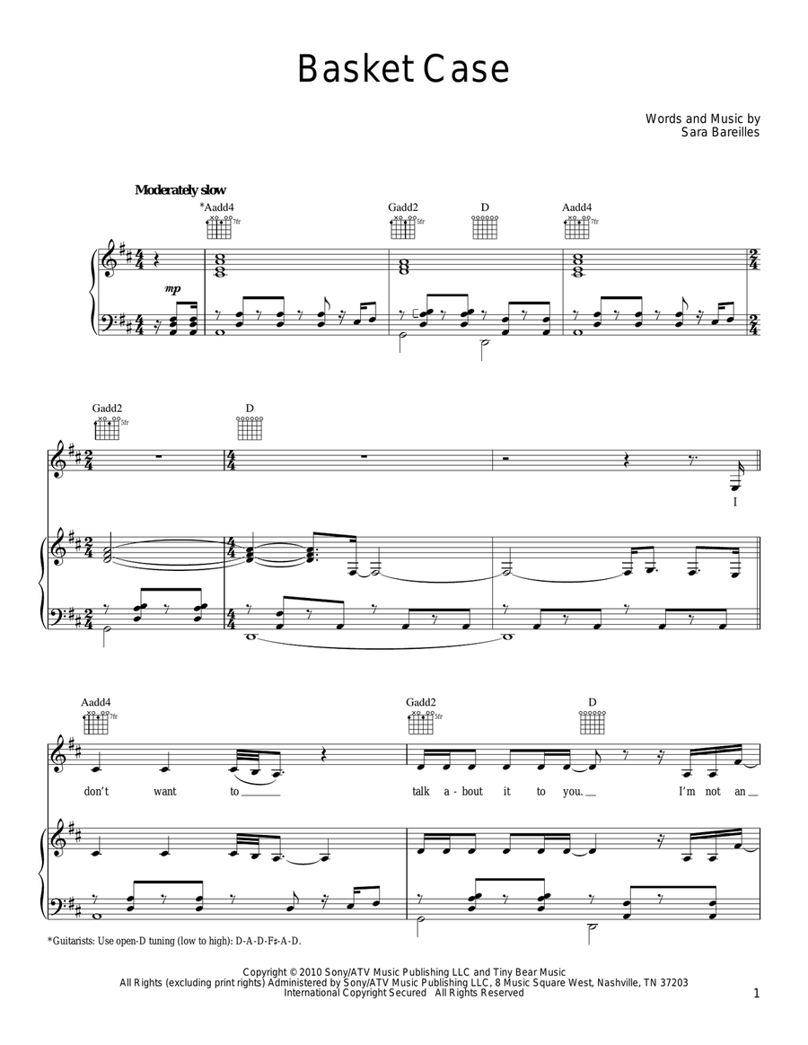 Basket Case Piano, Vocal, Guitar scores gallery preview page 1