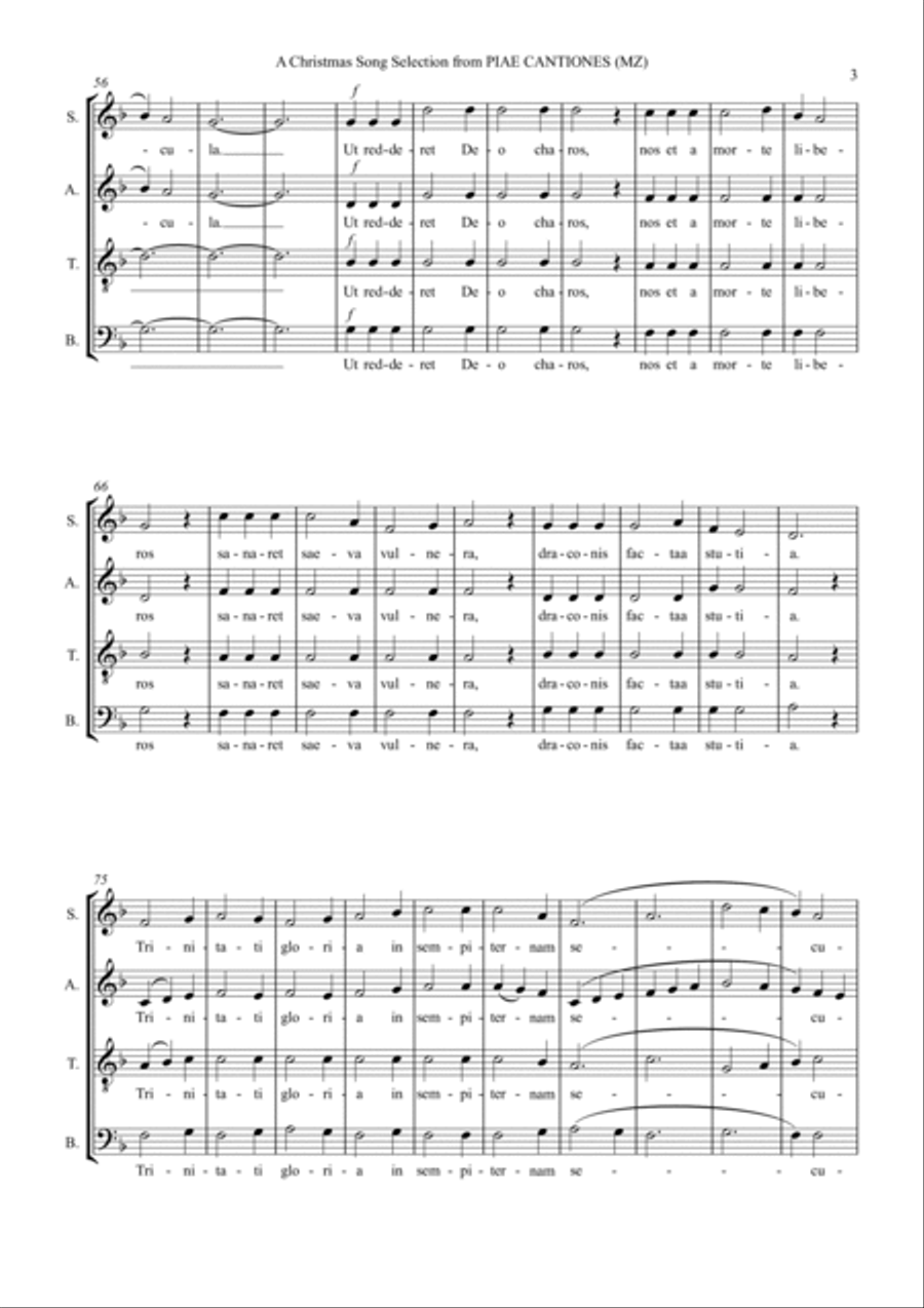 A Christmas Song Selection from PIAE CANTIONES 4-Part scores gallery preview page 3
