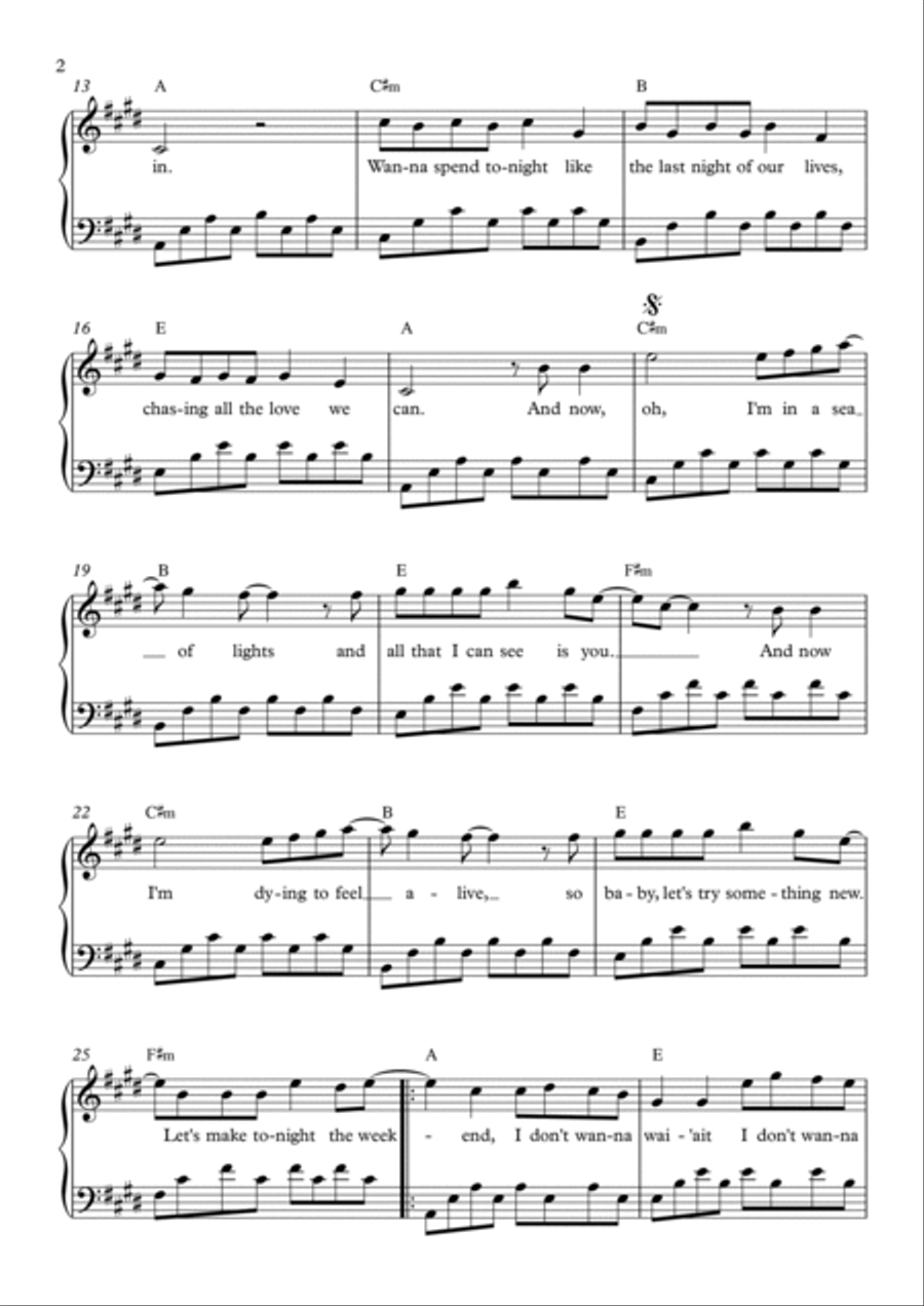 I Don't Wanna Wait Piano Solo scores gallery preview page 2