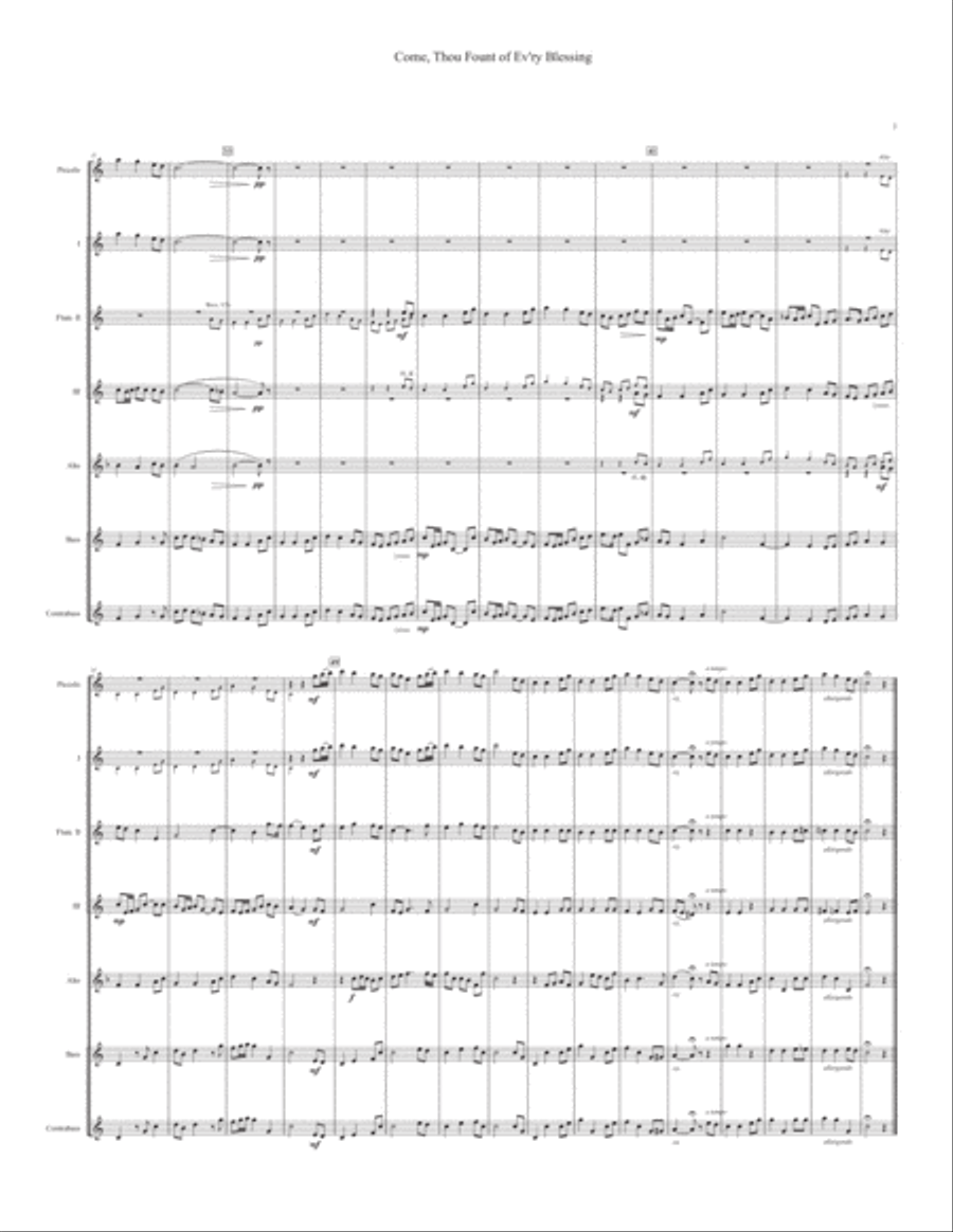 Come Thou Fount of Ev'ry Blessing (for flute choir) Flute Choir scores gallery preview page 3