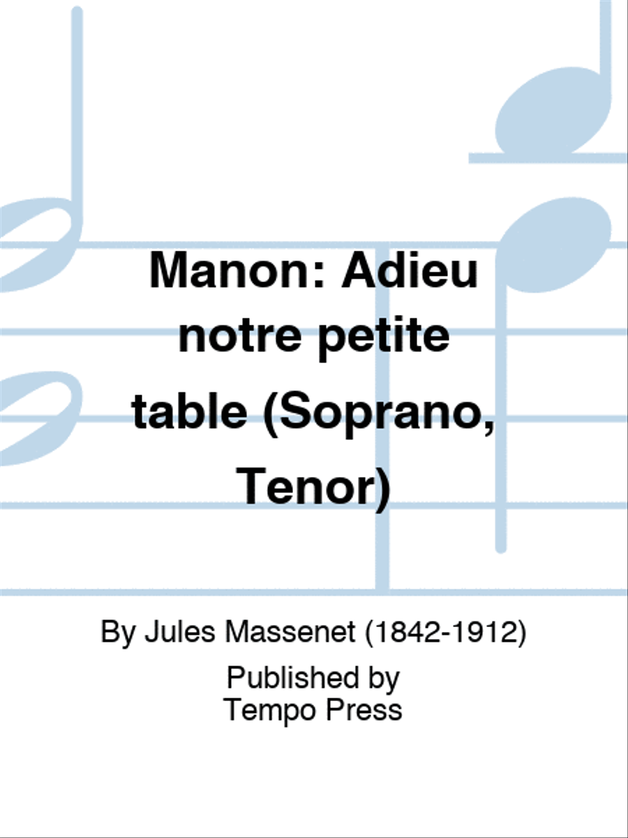 MANON: Adieu notre petite table (Soprano, Tenor) Set of Parts scores gallery preview page 1
