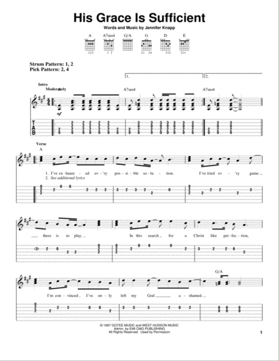 His Grace Is Sufficient Acoustic Guitar scores gallery preview page 1