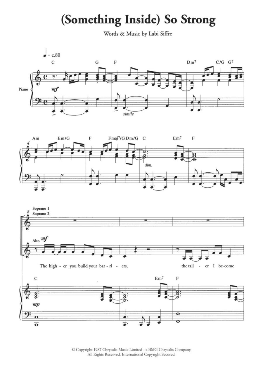 (Something Inside) So Strong (Arr. Berty Rice) Choir scores gallery preview page 1