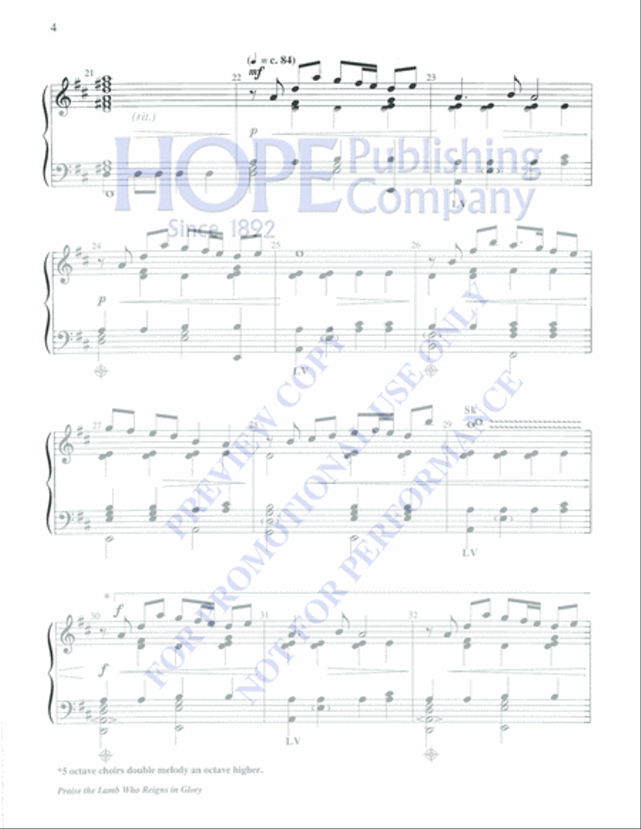 Praise the Lamb Who Reigns in Glory 5-Octaves scores gallery preview page 4