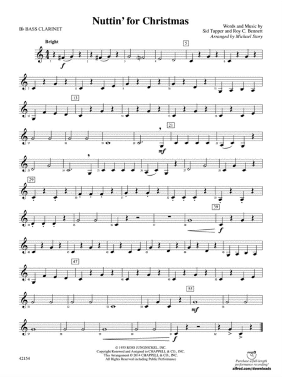 Nuttin' for Christmas: B-flat Bass Clarinet Concert Band scores gallery preview page 1
