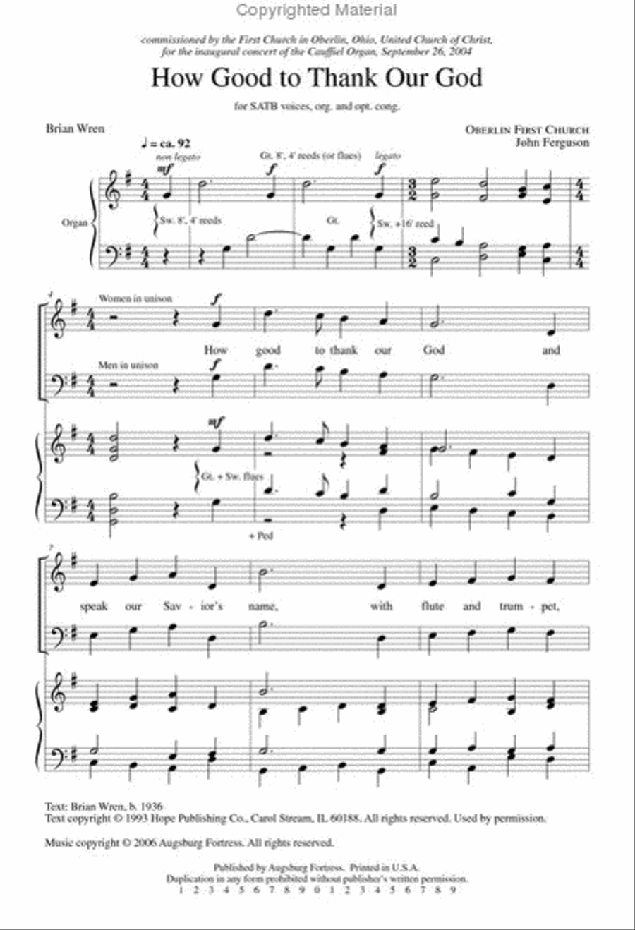 How Good to Thank Our God 4-Part scores gallery preview page 2