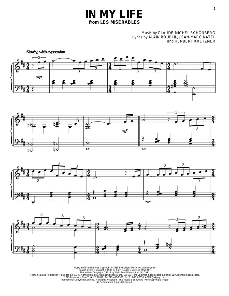 In My Life In My Life Piano Solo scores gallery preview page 1