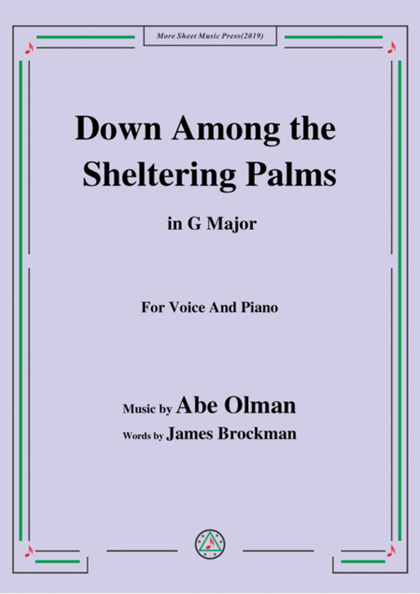 Abe Olman-Down Among the Sheltering Palms,in G Major,for Voice&Piano image number null