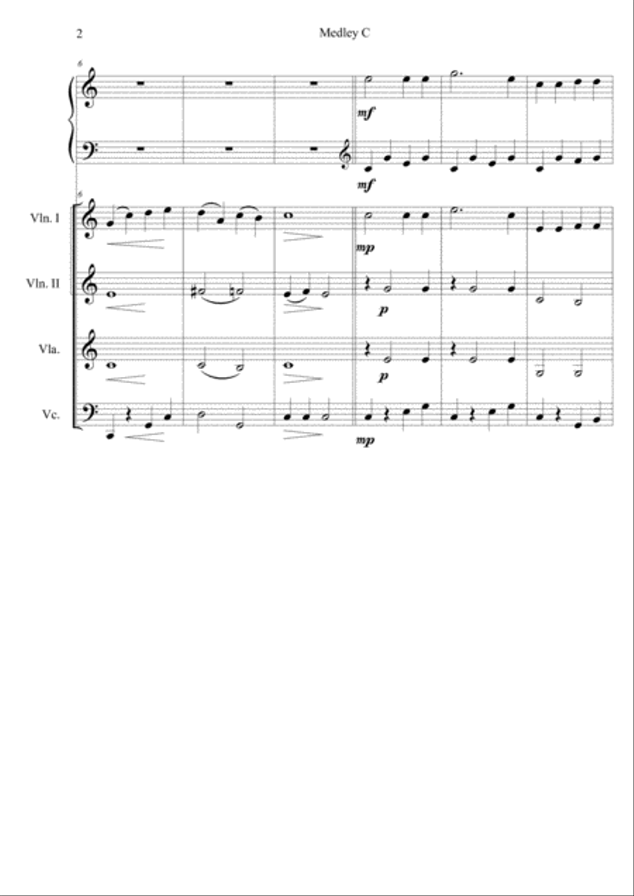 Medley C.Tres peses faciles per a piano amb acompanyament d'orquestra de corda.Partitura general i p Chamber Orchestra scores gallery preview page 2