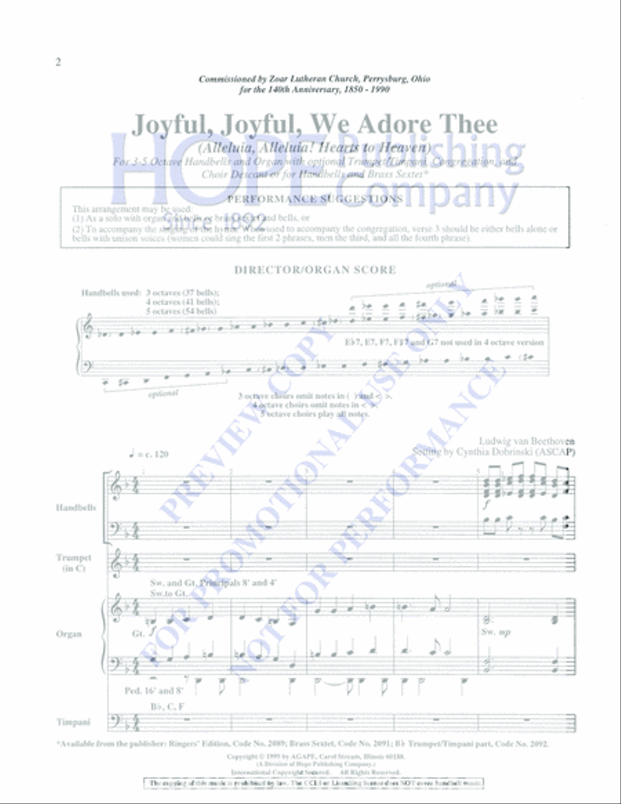 Joyful, Joyful, We Adore Thee 5-Octaves scores gallery preview page 2