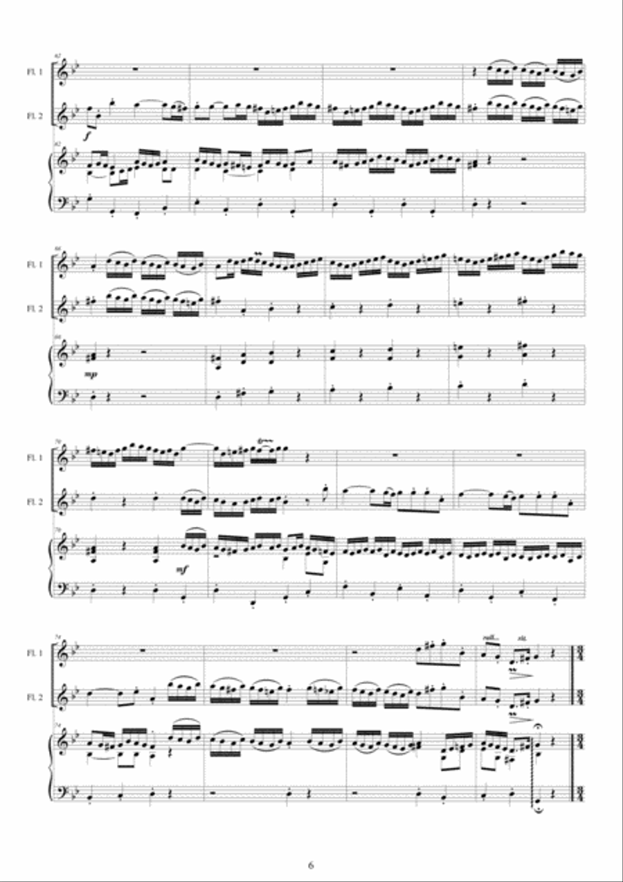 Handel - Concerto in G minor HWV 287 for Two Flutes and Piano - Score and Parts Flute Duet scores gallery preview page 6