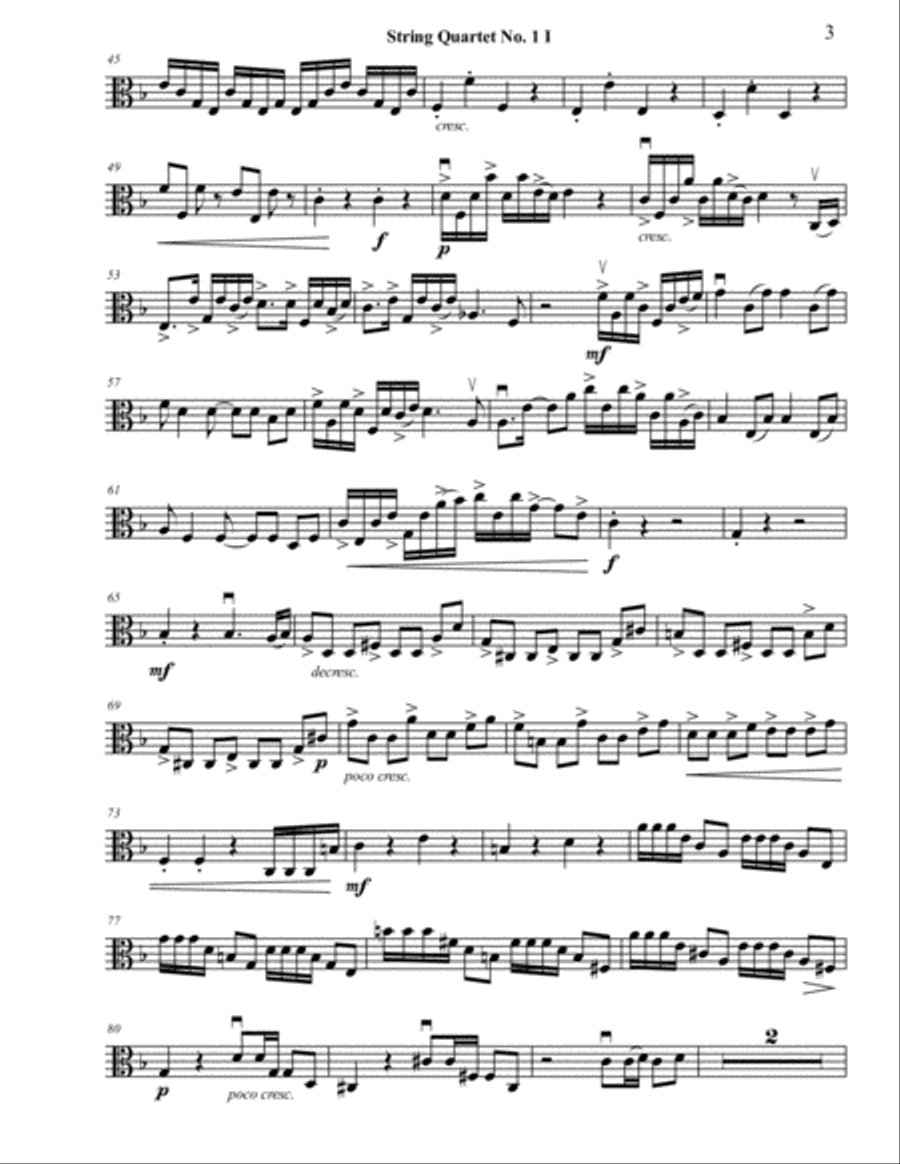 String Quartet 1 in D Minor - viola String Quartet scores gallery preview page 3
