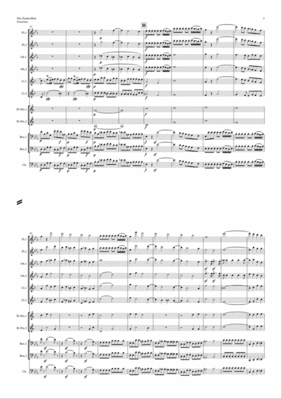 Mozart: Die Zauberflöte Overtüre (Overture to the Magic Flute) Kv620 - wind dectet (and bass) School and Community scores gallery preview page 3
